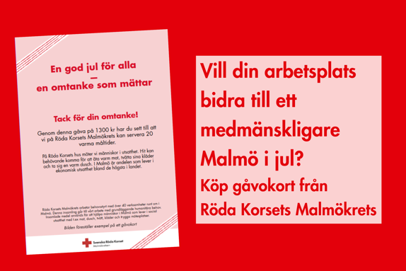 bilden föreställer ett exempel av ett av gåvokort från röda korset malmö. Samt en text som sammanfattar innehållet i artikeln