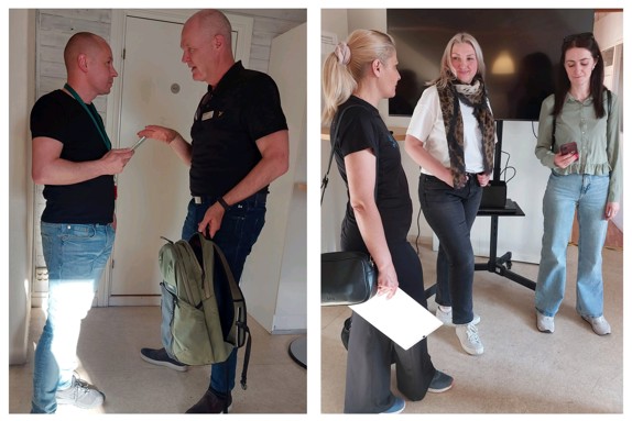 Personer står och pratar med varandra.