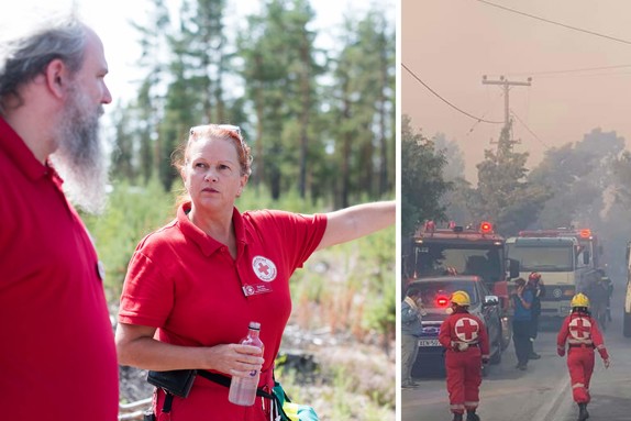 Frivilliga arbetar vid skogsbränder