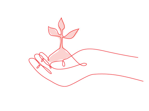 Ikon med tecknad hand