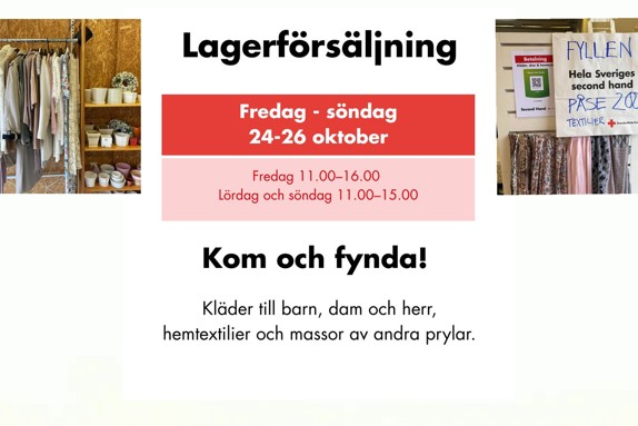Lagerförsäljning 24-26 oktober