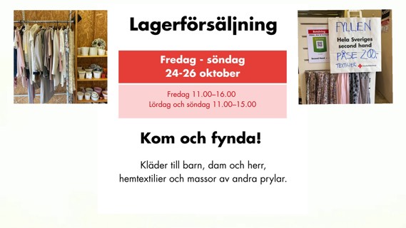 Lagerförsäljning 24-26 oktober
