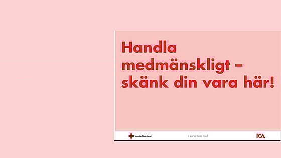 Handla medmänskligt, skylt på ica