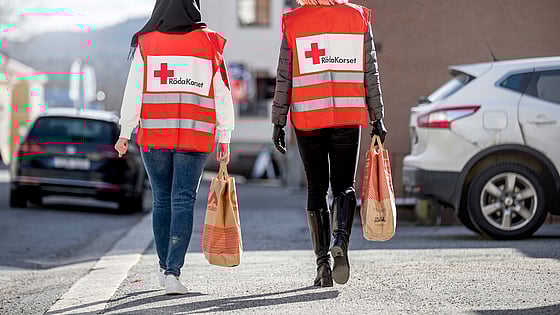 Frivilliga handlar mat under pandemin