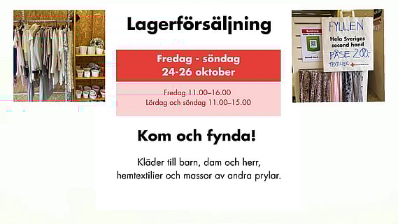 Lagerförsäljning 24-26 oktober
