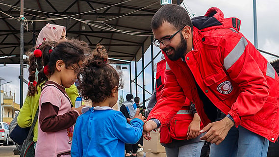 Flyktingar från Libanon tas emot i Syrien