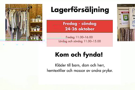 Lagerförsäljning 24-26 oktober