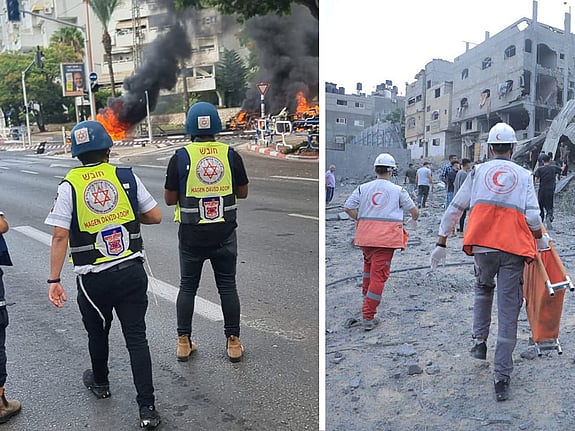 Barn vårdas i Palestina