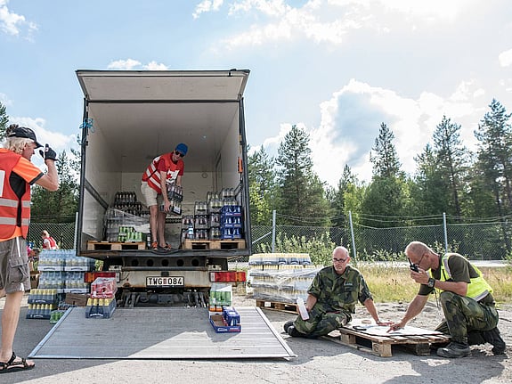 Svenska Röda Korset på plats vid skogsbrand i Ljusdal