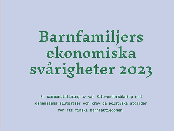 Framsidan av rapporten Barnfamiljers ekonomiska svårigheter