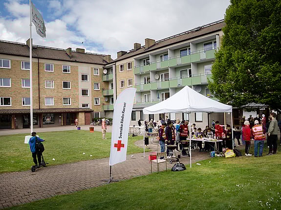 Ett tält i skånska Perstorp