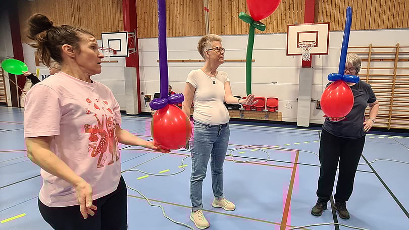 Artist från Clowner utan Gränser i Idrottshallen, Töreboda.