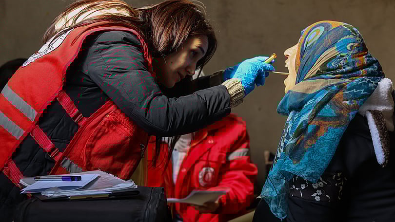 Mobilt vårdteam utanför Homs, Syrien.