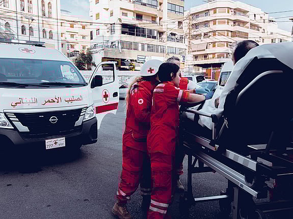 Ambulanser från Röda Korset i Libanon.