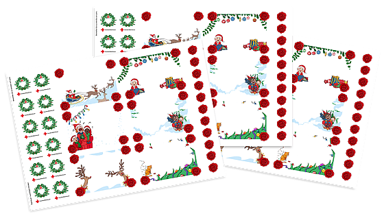 Tre ark med julklappsetiketter