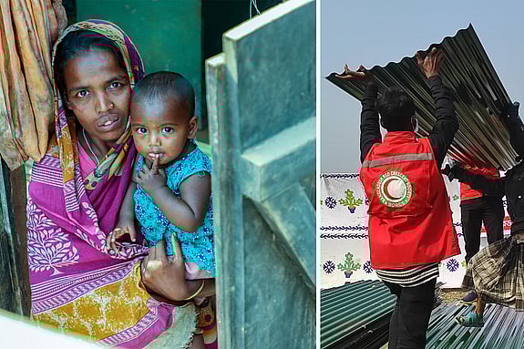 Hjälp från Röda Korset och Röda Halvmånen i Bangladesh.