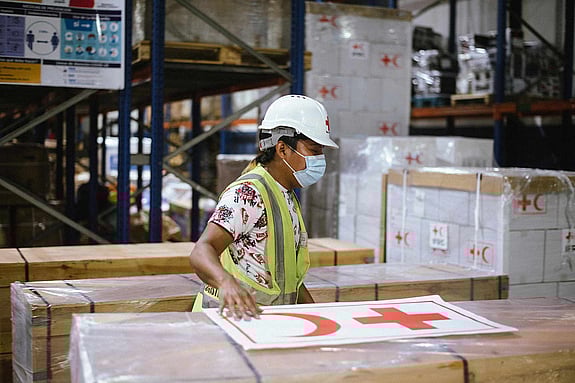 Räddningsarbetare på Haiti