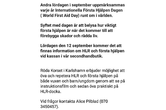 Första Hjälpen dagen 260912
