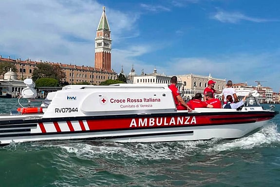 Röda Korsets ambulansbåtar i Venedig.