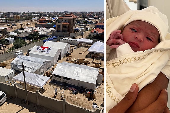 Fältsjukhuset i Gaza. Flicka som är nyfödd.