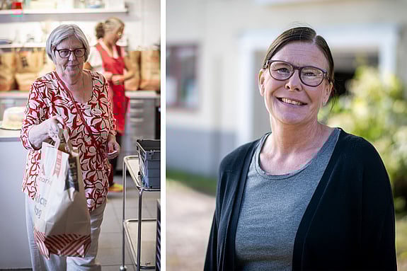 Utdelning av matkassar.