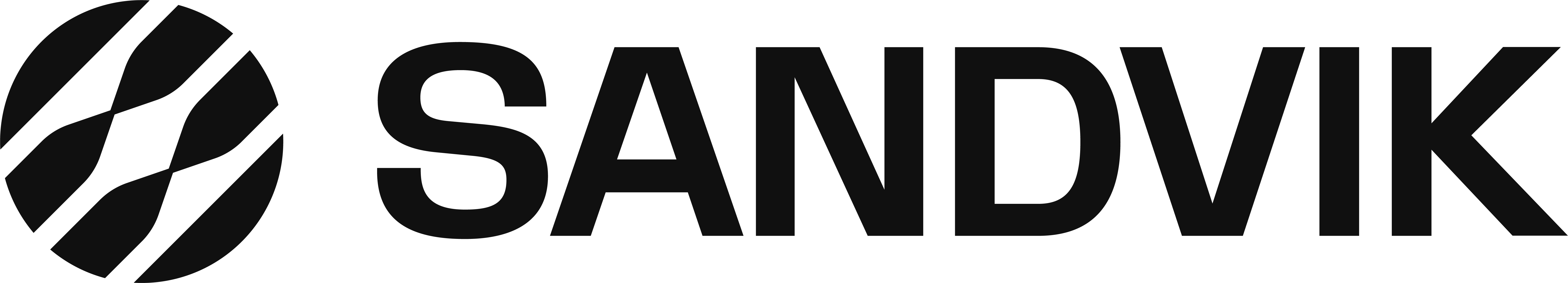 Sandviks logotyp i svart på vit bakgrund.