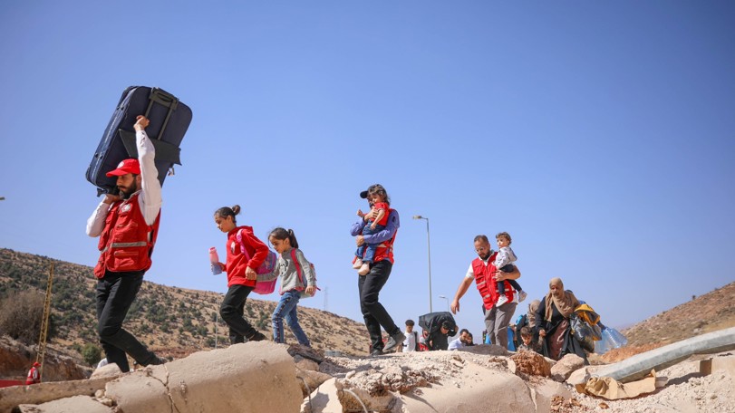 På flykt från Libanon mot Syrien.