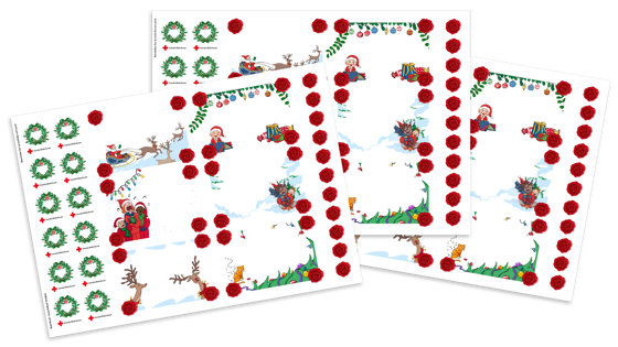 Tre ark med julklappsetiketter